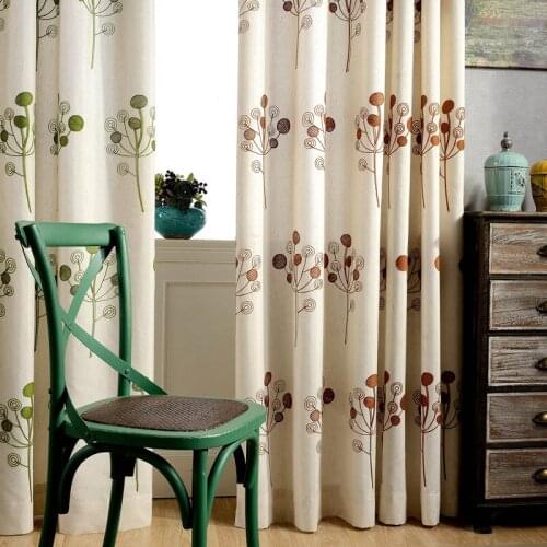 Chinese Style Modern Minimalist Curtains for Living Room Bedroom Rural Chinese Curtain Cotton Linen Embroidered Curtain Screens
