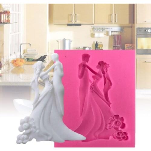 Silicone Mold Bride and Groom Shape Fondant Cake Mould Sugarcraft Chocolate Decoration Tool