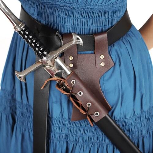 Medieval Sword Frog Belt Sword Holder PU Leather Sheath Scabbard Medieval Renaissance Sword Set for LARP Cosplay Party