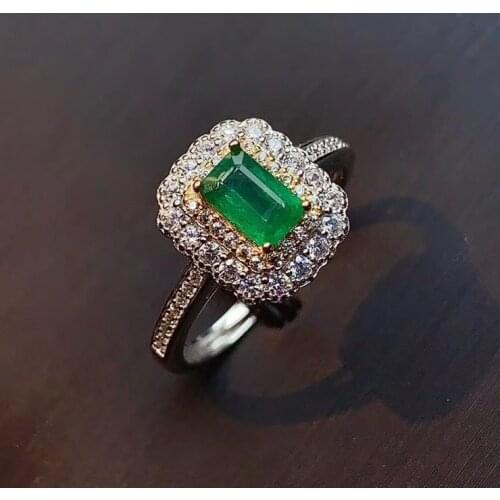 CoLife Jewelry 100% Natural Emerald Wedding Ring for Woman 4*6mm Emerald Ring 925 Silver Emerald Jewelry Brithday Gift for Woman