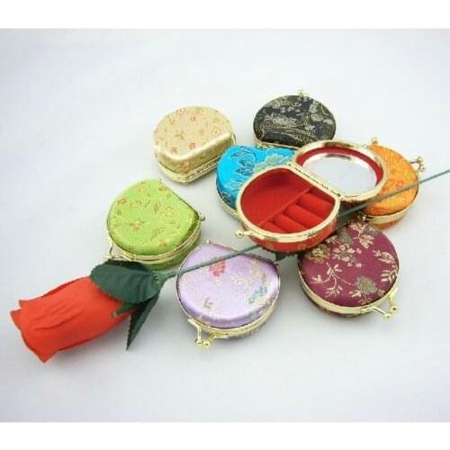 Wholesale10pcs Chinese Stylish Classic Lovely Handmade Silk Jewelry Mirror Box
