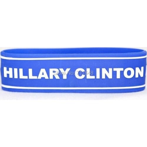 300pcs one inch blue red HILLARY CLINTON FOR PRESIDENT 2016 wristband silicone bracelets free shipping by FEDEX