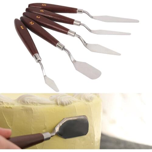 5pcs/set Stainless Steel Spatula Baking Pastry Tools Fondant Cream Mixing Scraper Oil Painting Shovel Cake Decorating Tools