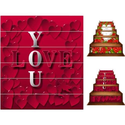 6PCS Stair Stickers Romantic Love Staircase Stickers Stair Decals for Valentine