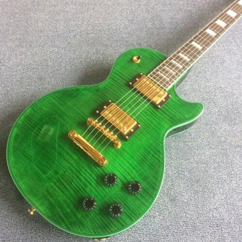 OEM 6-string electric guitar in Green,Green binding rosewood fingerboard, tiger Flame Maple top, free delivery