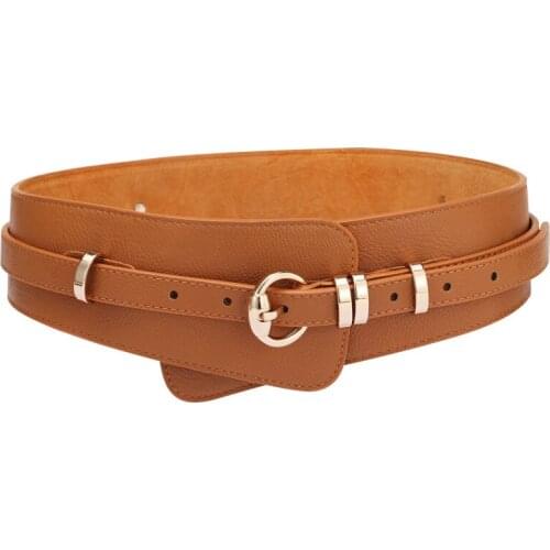 ANYONGZU Womens Fashion Leather Lady Wide Waist Waistband Bind Belts Women Belt Dress Adornment belt that can be separated B3040