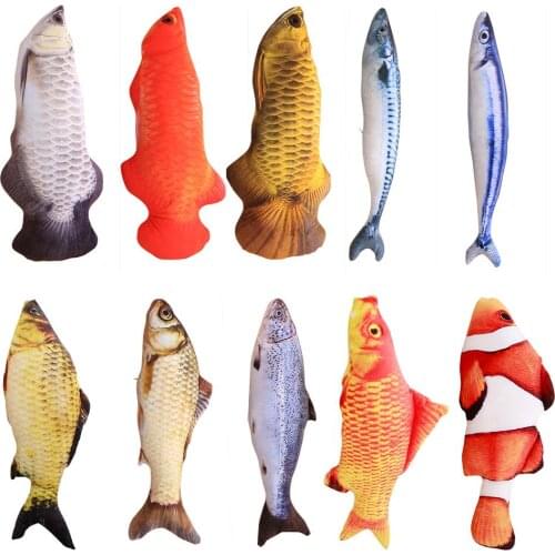 20cm Fish Shape Cat Toy Pet Cat Artificial Plush Fish Catnip Simulation Fish Pillow Kitten Biting Chewing Playing Toys Dropship