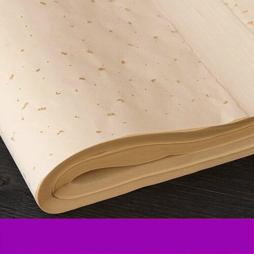 Calligraphy Xuan Paper Painting Gold Foil Ripe Xuan Papers Chinese Painting Dedicated Thicken Yellow Rice Papers 100 Sheets