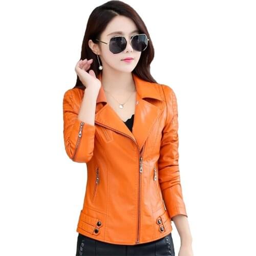 New Autumn Short Faux Leather Jacket Women 2020 Basic Jacket Fashion Zipper Soft Motorcycle PU Leather Jacket Ladies Street Coat