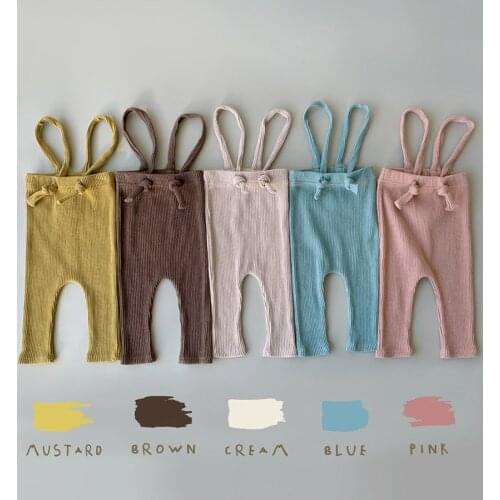 2021 New Fashion Newborn Baby Cotton Leggings Candy Colour Infant Boys Girls Strap Pants Cozy Kids Children Korean Style Overall