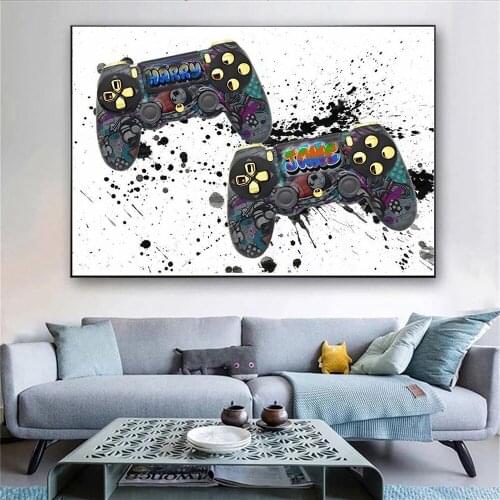 Nordic Modern Abstract Graffiti Game Controller Posters And Prints Canvas Painting Wall Art Picture Living Room Home Decoration