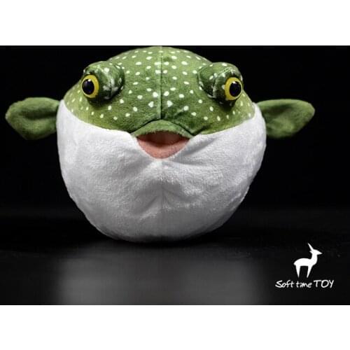 Lovely green puffer fishes doll toys real life plush Marine animals Soft stuffed toy children present good quality