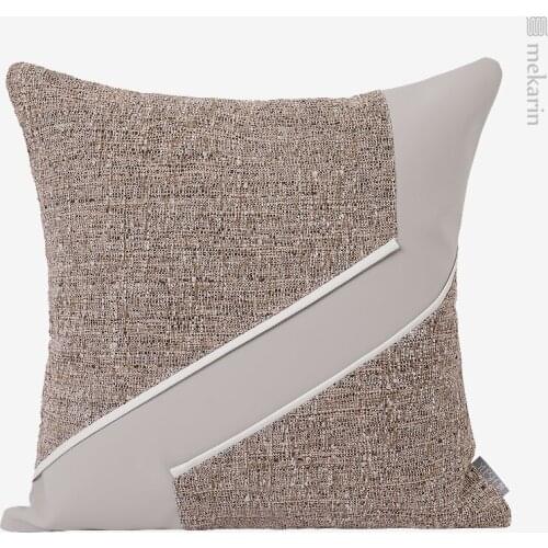 Simple light coffee color woven cotton and linen stitching by bag B&B villa model room sofa pillow hotel square pillow