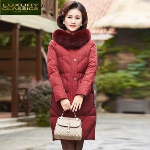 Down Winter Jacket Duck Women Long Down Coat Female Thick Jacket Clothes Ladies Large Fox Fur Hooded Warm Coat Hiver 8158