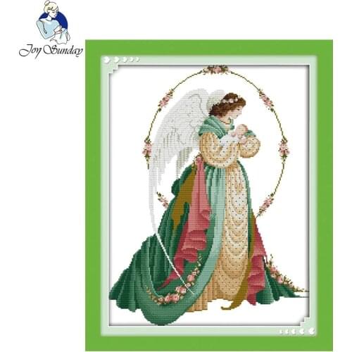 Joy Sunday Angel Mother And Son Pattern Printed Counted Cross Stitch DIY Cross Stitch Kits For Embroidery Home Decor Needlework