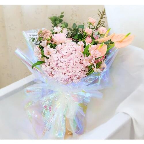 Rainbow Cellophane Flower Wrapping Paper Cake Cookie Gift Iridescen Packing Film Colorful Florist Bouquet Roll