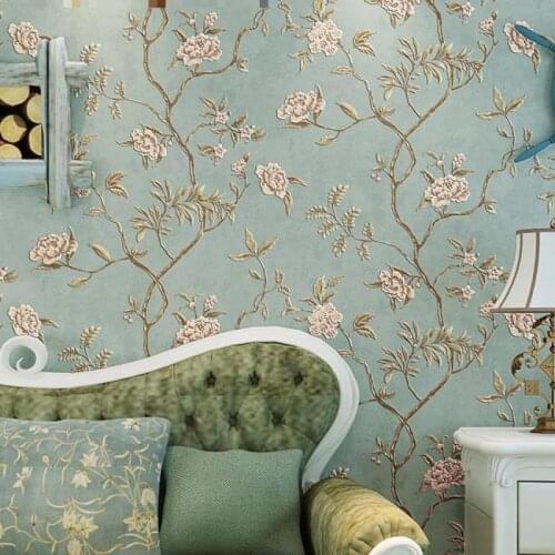 Retro American flower luxury pastoral large non-woven fabric living room bedroom background wall European wallpaper wallp