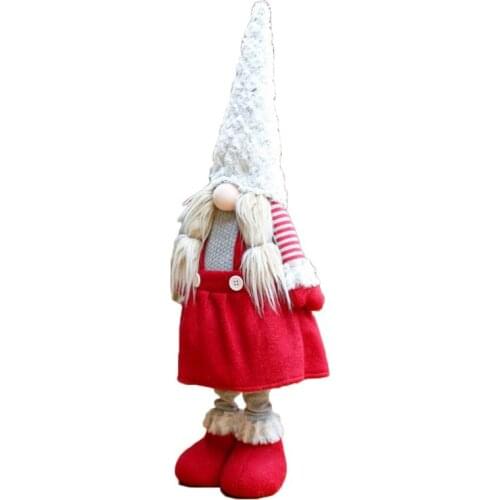 Handmade Christmas Elf Decoration Retractable Standing Swedish Gnome Tomte Doll F1CC
