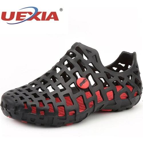 UEXIA Unisex Summer Men Hole Hollow Lovers Sandals Flat Breathable Mules Footwear Couple Shoe Anti-skid Beach Flats Casual Shoes