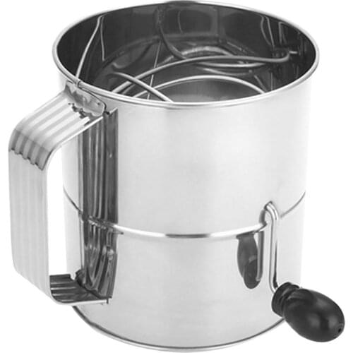 Stainless Steel Flour Sifter Hand Crank Baking Powdered Sugar Sieve Kitchen Tool