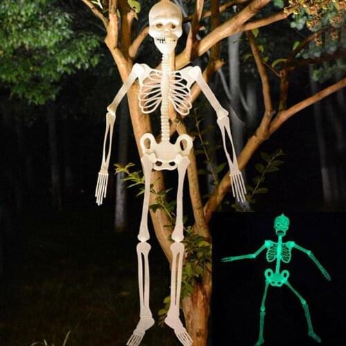 2.95ft Halloween Skeleton Luminous Glow-in-The-Dark Skeleton for Halloween Party Bar Wall Sticker Decor Hanging Ornaments Prop