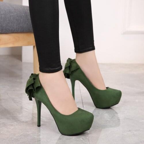 2021 Autumn Pumps Summer Round Head High Heels Shoes Female Waterproof High Platform Suede Sexy Party Shoes For Women