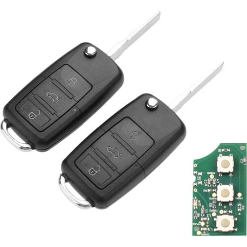 Yetaha 2pcs 1J0959753DA 3 Buttons Remote Flip Folding Car Key ID48 Chip For VW Passat Beetle Bora Polo Golf 5FA 009 259-10