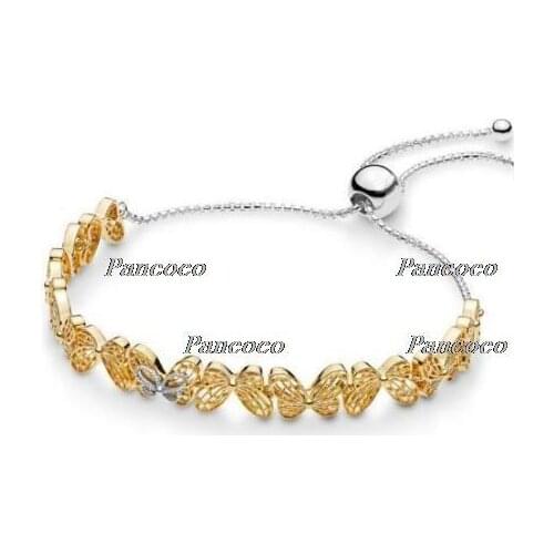 925 Sterling Silver Bracelet Shine Openwork Butterflies Sliding Bracelet Bangle Fit Women Bead Charm Diy Pandora Jewelry