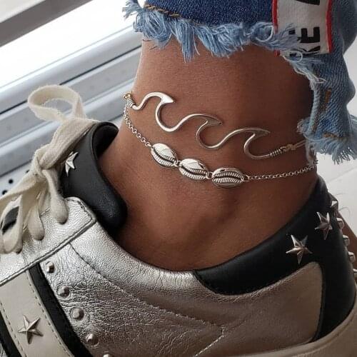 Boho Wave Anklet Color Bracelet for Women Halhal Seaside Charms Shell Ankle Bracelet Chain Anklets for Female Enkelbandje