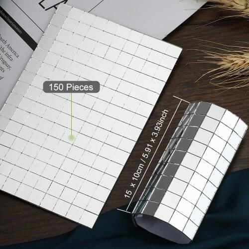 150/300/450/600pcs 5*5mm Self-Adhesive Real Glass Mirror Mosaic Tiles Mini Square Glass Wall Sticker For DIY Handmade Home Decor