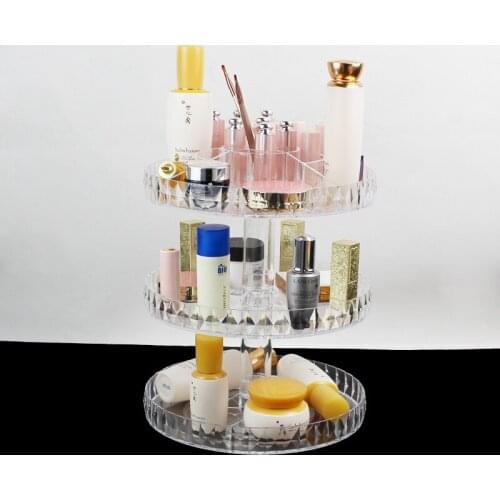 3 Tiers Jewelry Standing Rack Box New Arrival Clear Cosmetic Storage Plastic Desk Organizer Makeup Holder Lipstick Organizer Box