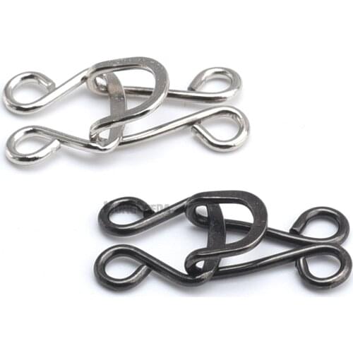 40sets/lot big metal brass hook / eye 16# trousers/skirt/pant/dress hook eyes silver nickle, black nickle color free shipping