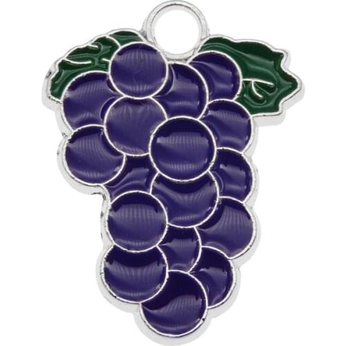 5pcs Fruit Pendants Alloy Enamel Grape Jewelry Making Charms Earrings Necklace DIY Handmade Craft Jewelry Making Earrings DIY