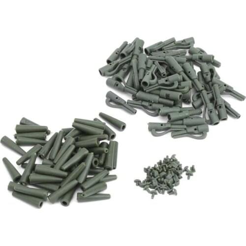 50 Sets Carp Fishing Safety Clips Green Carp Safety Clips Tail Cone Host Barp Slip Blocking Parts Kit European Fishing Tackle