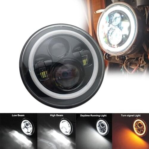 7 Inch Motorcycle LED Headlamp Universal Retro Black Motorbike Headlight 7" Scooter Round Front Light Motor Fashion Spotlight