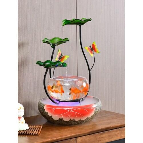 Small fish tank water cycle sitting room Porch fountain decoration office Feng shui desktop furnishing articles decor