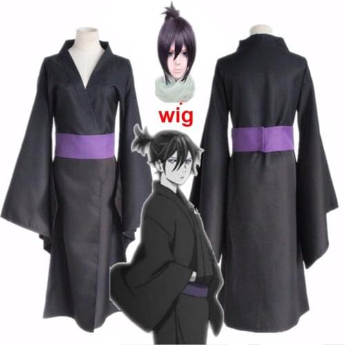 Anime Noragami Yato Cosplay Costume Full Set Black Kimono Yukata (Clothes + Belt) Halloween Party Costume Free Delivery