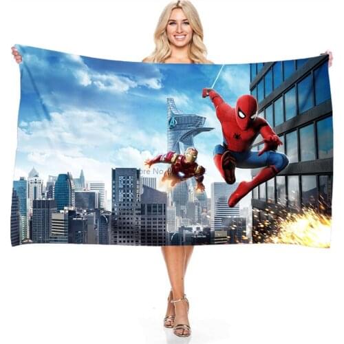 Marvel Spider Man Iron Man Bath Towels Bathroom Shower Towels 70x140cm 140x180cm Digital Printing Soft Absorbent Beach Towels