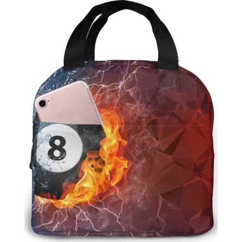 Billiard Ball In Fire And Water Cooler Lunch Box Portable Insulated Lunch Bag Thermal Food Picnic Lunch Bags