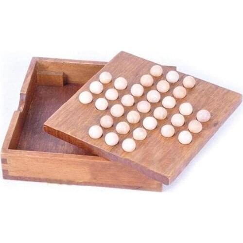 Wood Puzzles Classic Toys Marble Solitaire Chess Puzzles Games Intelligence Entertainment Toys Children Adults Party Holiday