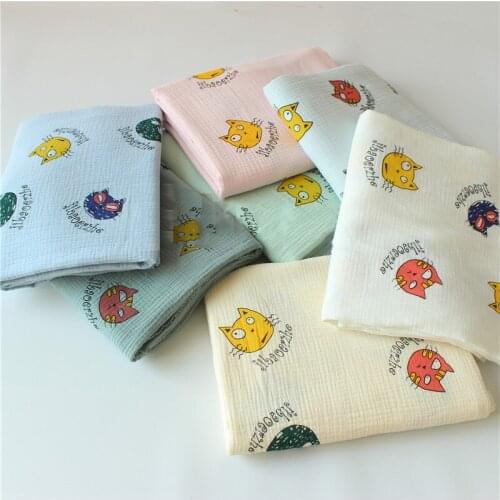Cat Printing Baby Cotton Quilting Fabric Pongee Fabric Other Fabric Plain 100% Cotton Knitted Crushed Breathable SMTA 200g/m