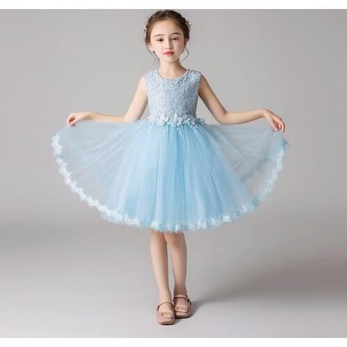 Elegant Lace flower girl Princess Wedding Party Beaded Flower Dress Girl School Graduation holiday Prom Eucharist dress vestidos