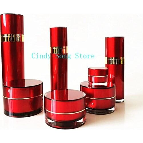 5g 10g 15g 30g 50g Red Round Acrylic Cosmetic Jar cream jar cosmetic container 30ML 50ML 120ML Pump Spray Bottle