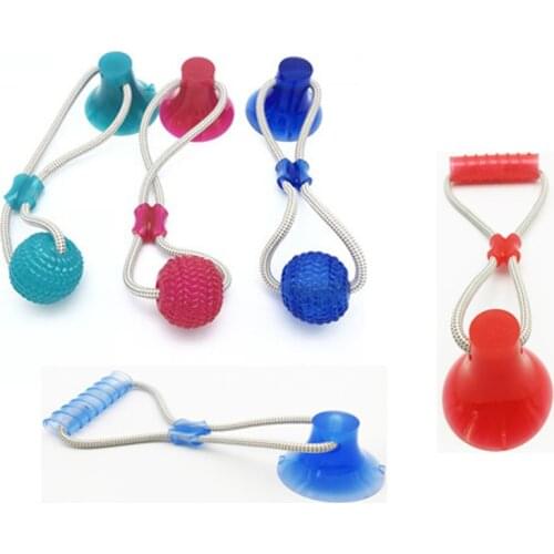 Dog Interactive Activity Toy Doggy Suction Cup Push Ropeball TugToy TPR ball for Pet Tooth Cleaning