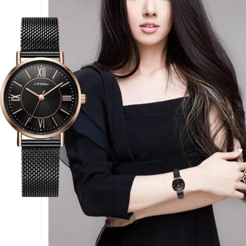 SINOBI Classic Women Watches Luxury Simple Stainless Steel Mesh Bracelet Female Watch Ladies Wristwatch Reloj Mujer Relojes Para