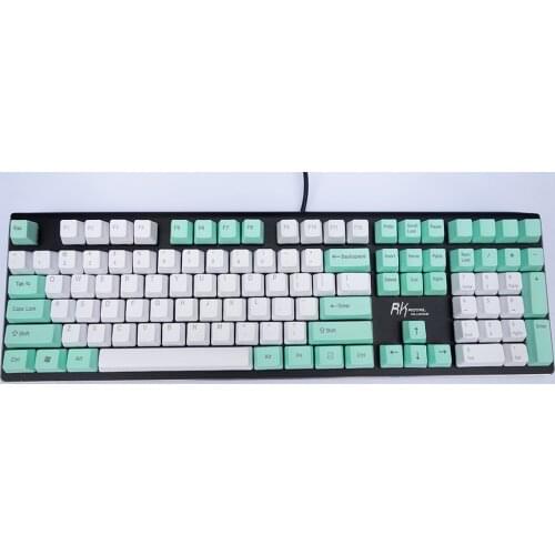 NPKC OEM PBT Keycaps White-Mint Green Mixed ANSI Layout Option 61 Keys 87 Keys 108 Keys for MX Mechanical Keyboard Free Shipping