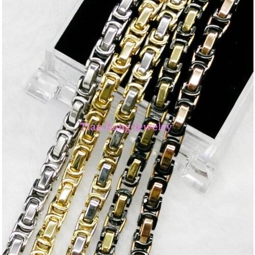 7"-40" 8mm Multi-color 316L Stainless Steel Byzantine Chain Jewelry Cool Mens Link Chain Necklace or Bracelet Jewelry