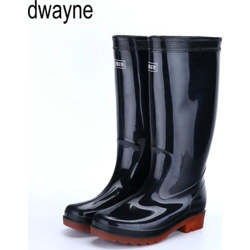 Men Rain Boots Soles with Steel Nails Outsole Waterproof Non - Slip Fishing Boots Rubber with Reflective Strip Safety dfv45