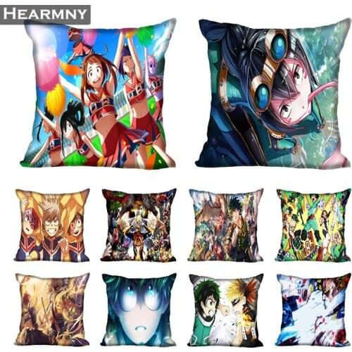 My Hero Academia Pillow Cover Bedroom Home Office Decorative Pillowcase Square Zipper Pillow Cases Satin Soft No Fade