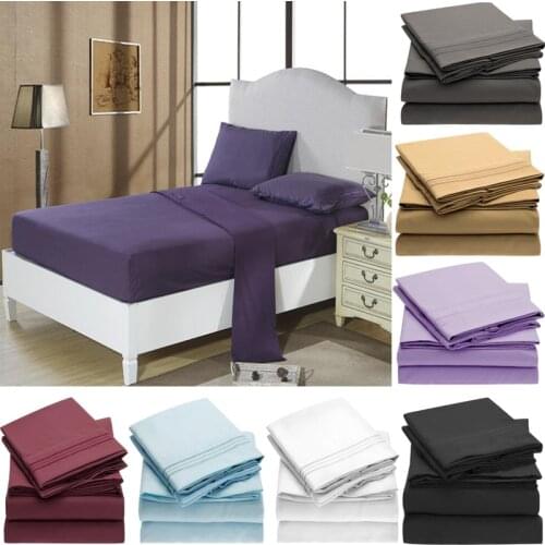 12 colors Microfiber Bed Sheet Set With Embroidered 1pc Fitted Sheet 1pc Flat Sheet 1 or 2pcs Pillowcases Eco Dyeing Polyester